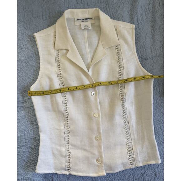Vintage Patricia Morange White Linen 90s Y2K Cropped Blouse Shirt Sz XS S Italy - Picture 4 of 6